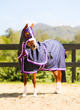 Navy Show Set + Surcingle with Double Purple Trims